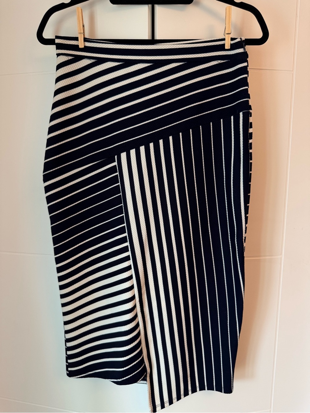 Striped Asymmetrical Pencil Skirt